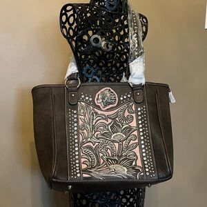Gorgeous Montana West Brown and Pink Floral Tote.
